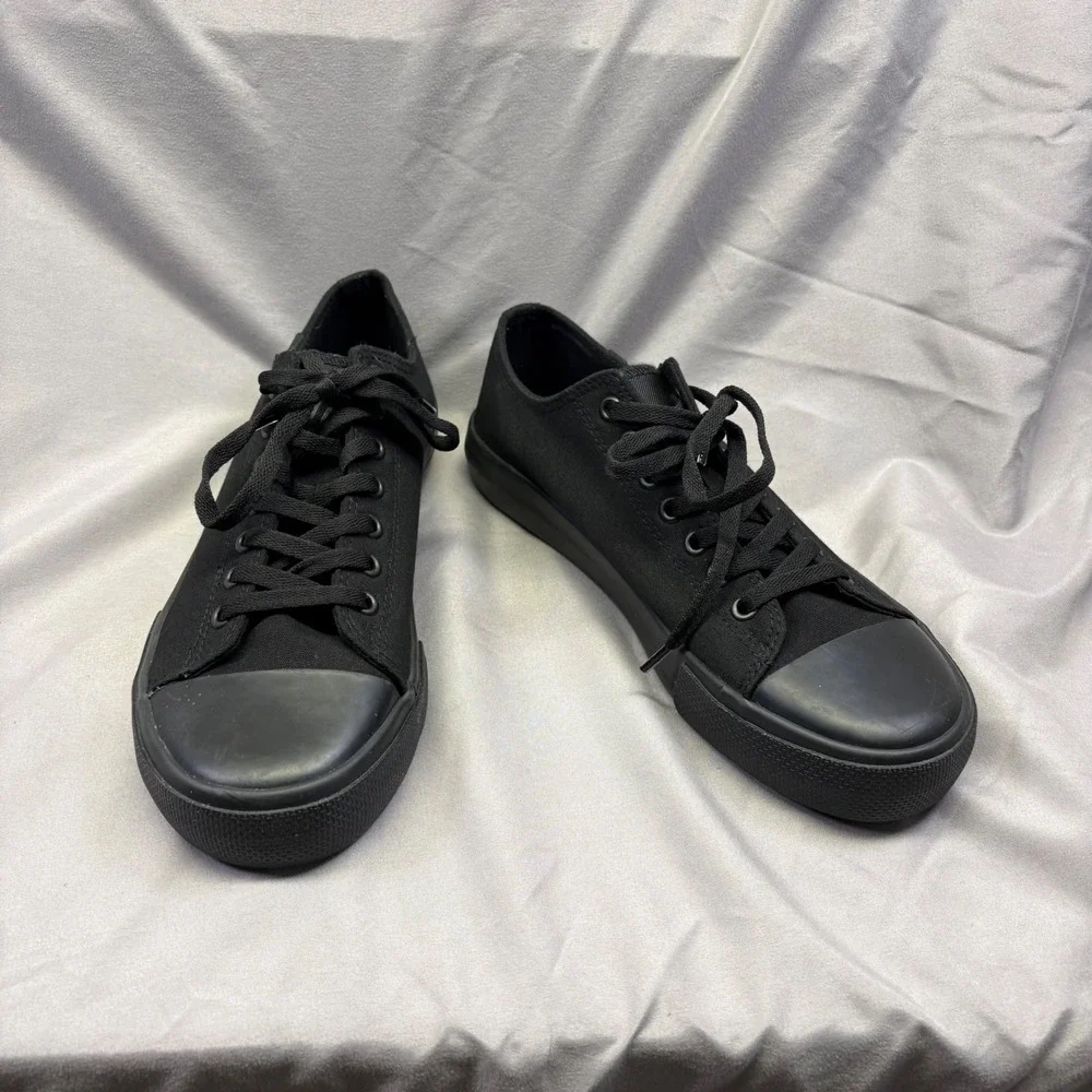 Lugz Mens Black Canvas Low Top Sneakers Lace Up Casual Shoes Size 8